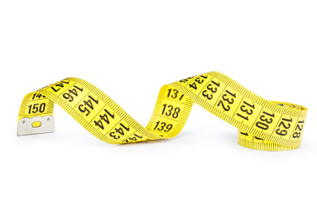 Yellow measuring tape isolated on  white background