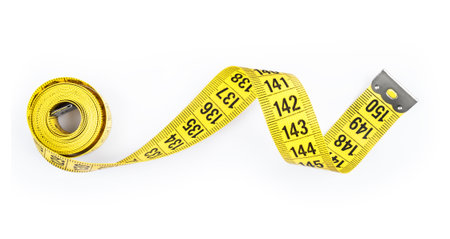 Yellow measure tape Isolated over white.