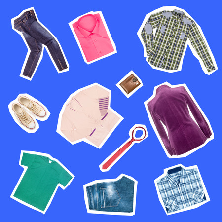 collection of clothes on a green backgroundの写真素材