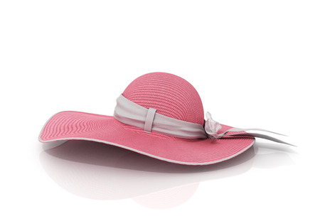 Pink women beach hat from the sun.の写真素材