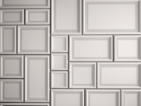 3d illustration of white photo frame on the wall