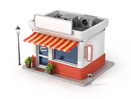 Concept of shop. Store with copy space board.の写真素材