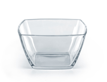 Empty glass bowl on white backgroundの写真素材