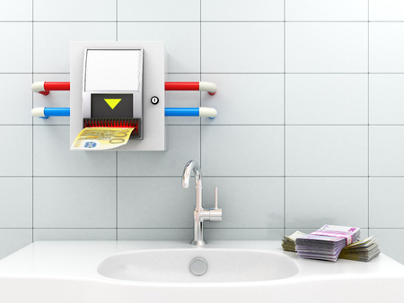 bill acceptor in the bathroom, payment servicesの写真素材