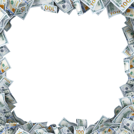 lot of 100 dollar bancnotes with a place for your textの写真素材