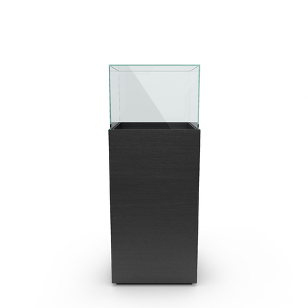 empty black showcase. 3d illustration isolated on white backgroundの写真素材