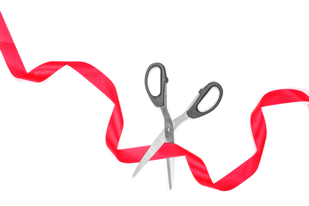 comb with gift ribbon isolated on whiteの写真素材