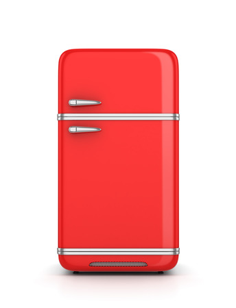 Retro refrigerator isolated on white background. 3d illustrationの写真素材