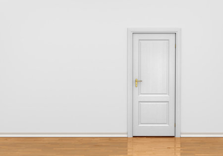 Classic interior with closed doorの写真素材