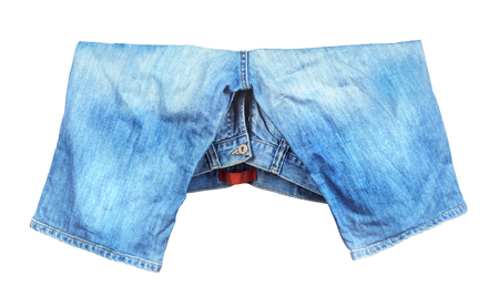 Denim shorts isolated on white backgroundの写真素材
