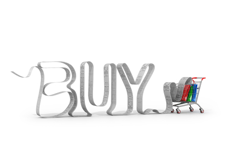 The concept of sales. Purchase receipt generated in the form of purchase labels. 3D illustrationの写真素材