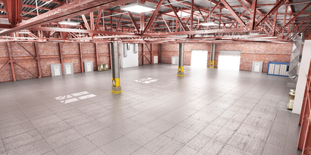 Empty warehouse. Metal structure. 3d illustrationの写真素材