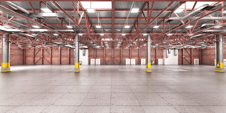 Empty warehouse. Metal structure. 3d illustrationの写真素材