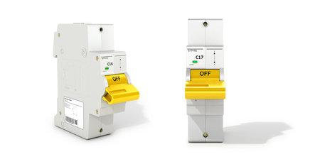 Automatic electricity switchers on a white background. 3D illustration
