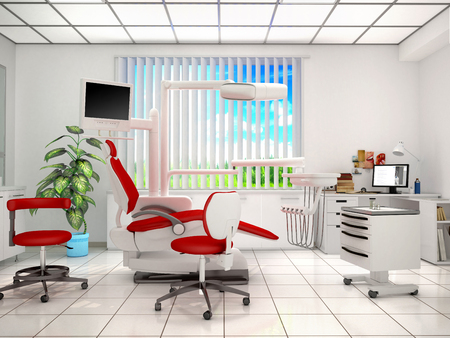 Room with equipment in the clinic of dentistry and cosmetology. 3d illustrationの写真素材