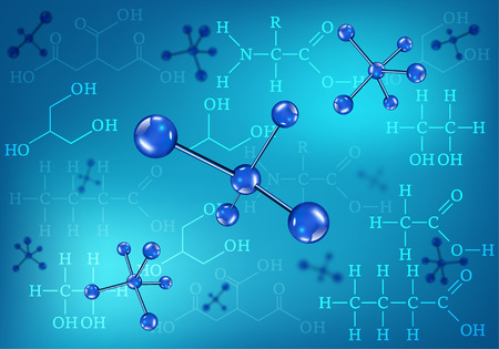 Vector background. Molecules and chemical formulasのイラスト素材