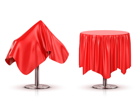 round table with a tablecloth isolated on whiteのイラスト素材