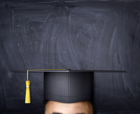 student in the background of a school board. 3d illustrationの写真素材