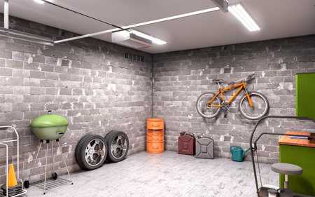 garage interior 3d illustrationの写真素材