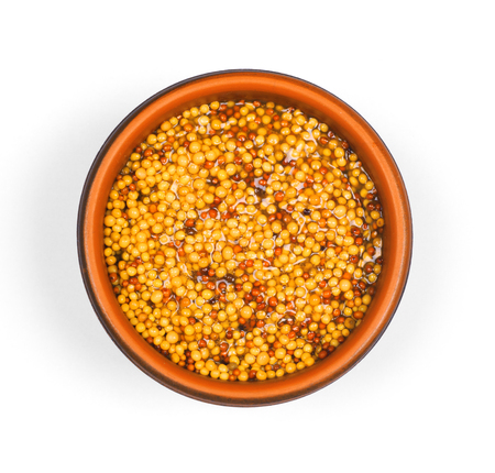 French mustard in the bowlの写真素材