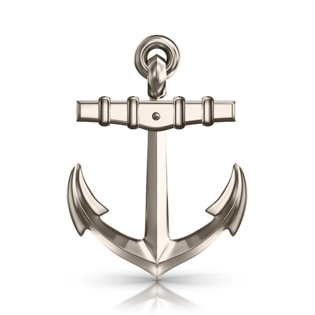 Realistic shiny anchor on white background isolated vector illustrationのイラスト素材