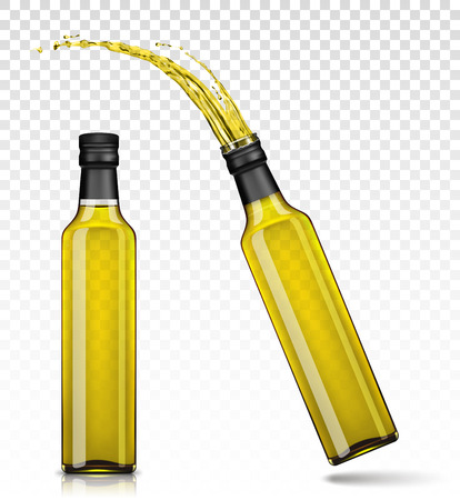 Set of two Olive oil bottles on transparent backgroundのイラスト素材