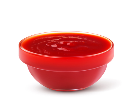 Bowl of ketchup or tomato sauce isolated on white backgroundのイラスト素材