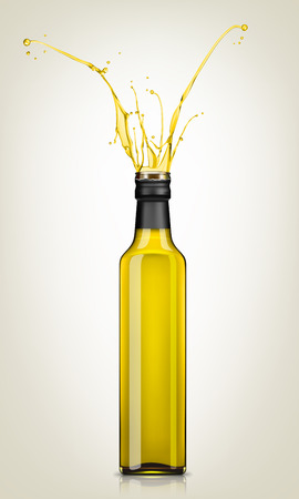 Splash olive oil from glass bottleのイラスト素材