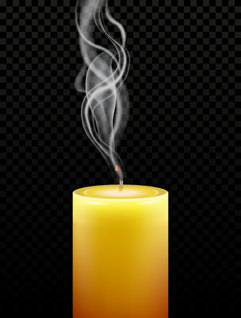 Smoke and extinct candle on a black backgroundのイラスト素材