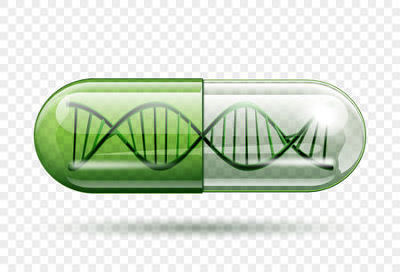 medical capsule with a DNA molecule structure insideのイラスト素材