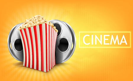 Cinema background, popcorn and filmのイラスト素材