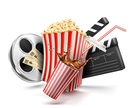 Carton bowl full of popcornのイラスト素材