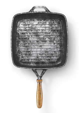 Vintage grill pan on a white background. Old dripping pan. 3d illustrationの写真素材