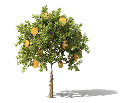 Business concept. Tree with coins. 3d illustrationの写真素材