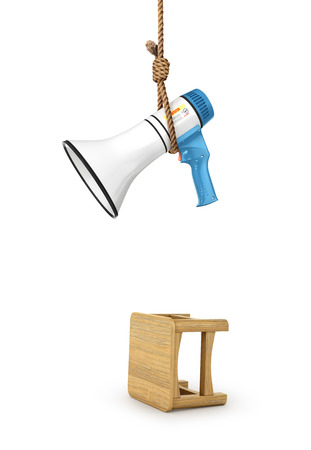  microphone is hanging on a loop. The concept of the prohibition against the word. 3d illustrationの写真素材