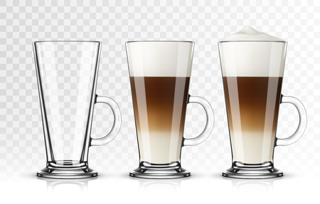 Set of latte macchiato glass on transparent backgroundのイラスト素材