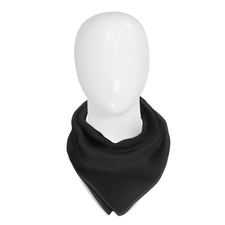 Vector. Mock Up. Black bandana on the neck. On a white mannequin headのイラスト素材