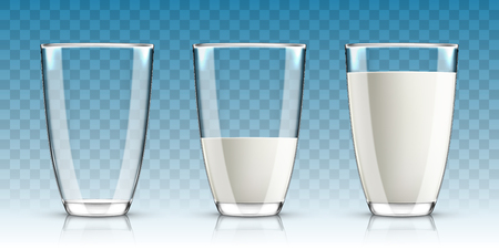 Transparent realistic glasses of milkのイラスト素材