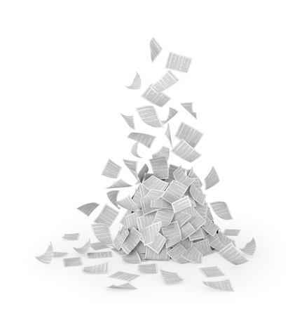 Paper, flying documents isolated on a white background. 3d illustrationsの写真素材