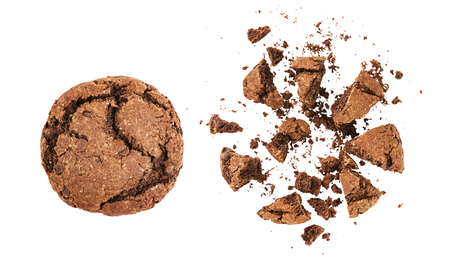 crumbled cookies with chocolateの写真素材