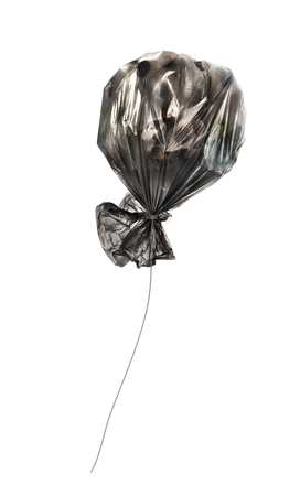 Garbage bag in the shape of a balloon isolated on white backgroundの写真素材