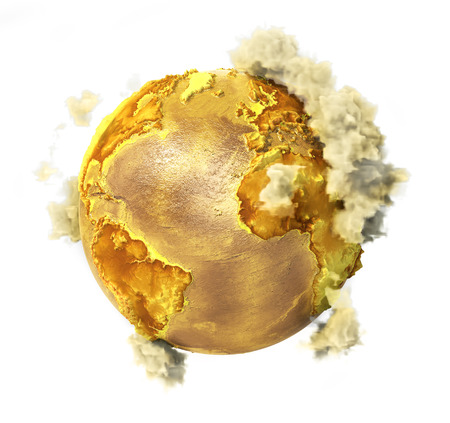 Pollution concept. Toxic planet with clouds. 3d illustrationの写真素材