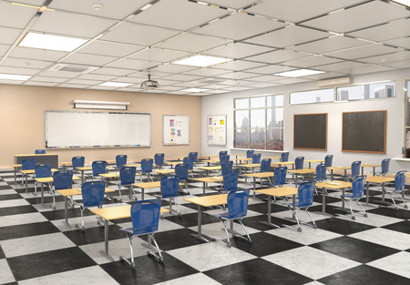 Classroom interior. 3D illustration.の写真素材