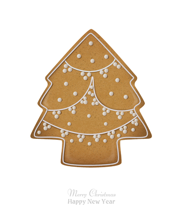 Gingerbread. Christmas tree. Vector illustration on white background.のイラスト素材