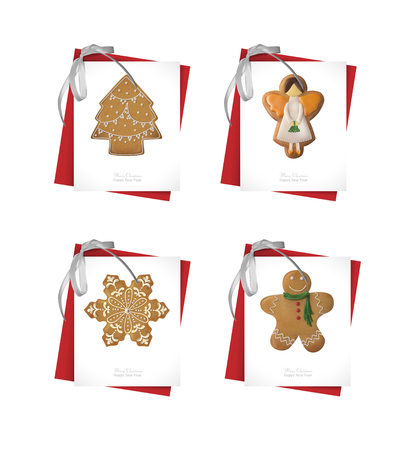 Seth Christmas Cards. Gingerbread. Vector illustration.のイラスト素材