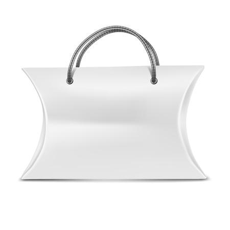 Vector. Mock Up. White Pillow box for gift vs handleのイラスト素材