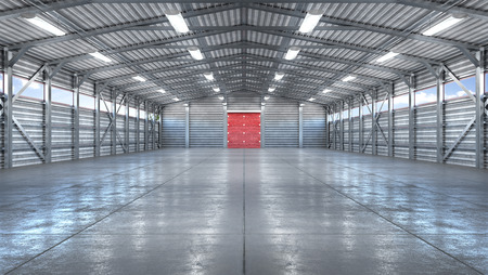 Hangar interior with gate. 3d illustrationの写真素材
