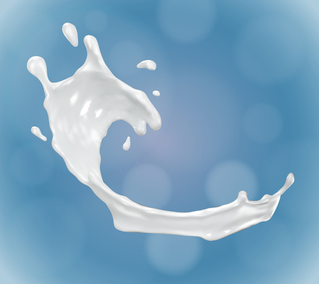 Splash of realistic white liquid on blue background. Vector illustration.のイラスト素材