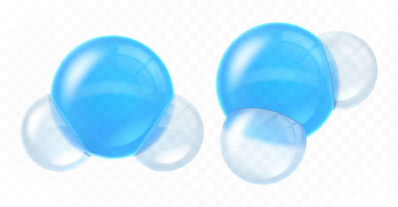 Set of molecules water isolated on transparent background. Realistic vector illustrationのイラスト素材