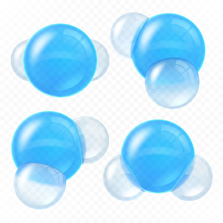 Set of molecules water isolated on transparent background. Realistic vector illustrationのイラスト素材